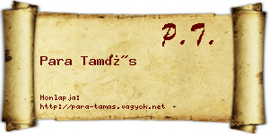Para Tamás névjegykártya